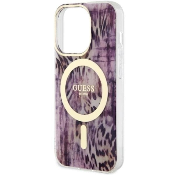 Guess Mobilskal till iPhone 14 Pro Max MagSafe Leopard - Rosa Rosa