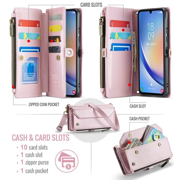 CASEME Plånboksfodral Konstläder för Samsung Galaxy A34 5G - Rosa