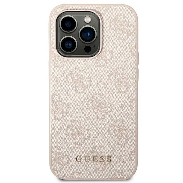 GUESS iPhone 14 Pro Max Skal Metall Gold Logo - Rosa