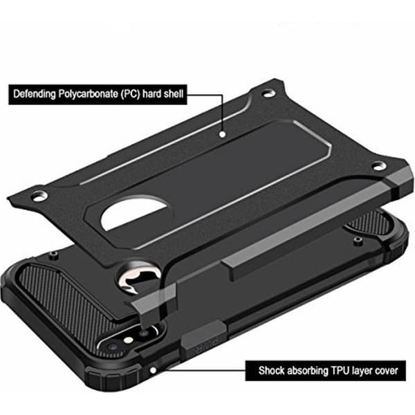 iPhone X/XS Kuori Forcell Armor Kova Muovi - Musta Black