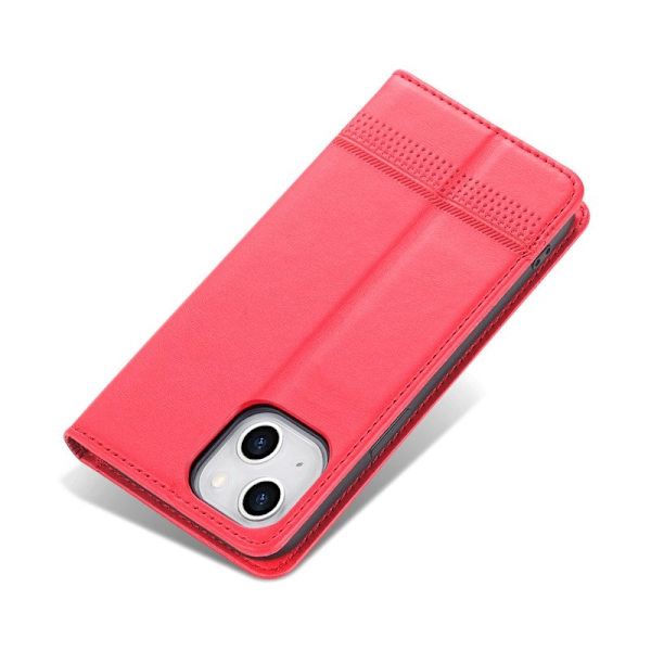AZNS iPhone 15 Plus Plånboksfodral i Konstläder - Röd