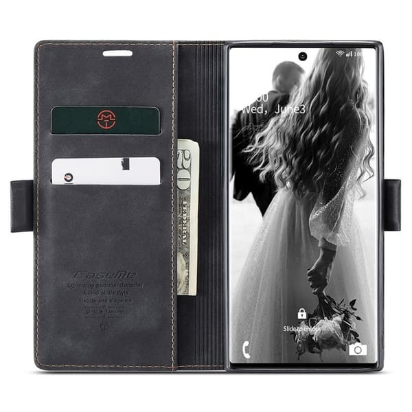 CASEME Plånboksfodral Konstläder för Samsung Galaxy Note20 Ultra - Svart