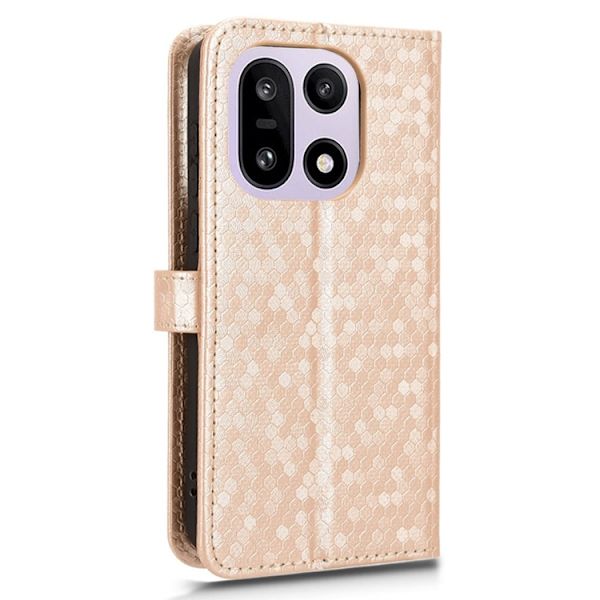 OnePlus 15 5G Konstläder Plånboksfodral Dot Pattern Imprint Roséguld