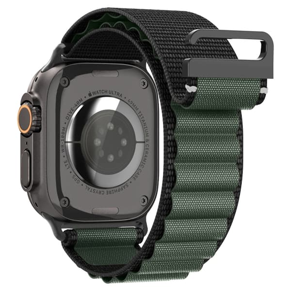 Spigen Apple Watch (44/45/46/49mm) Armbånd WBF1 - Sort/Grøn Svart