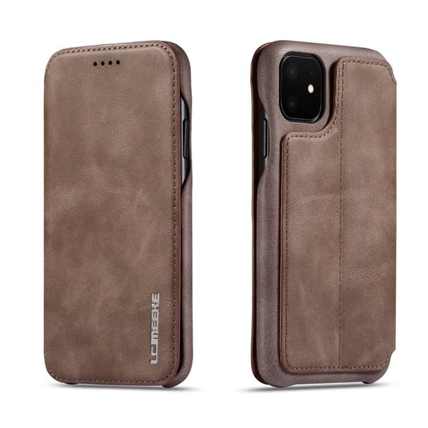 LC.IMEEKE Mobilskal till iPhone 11 Retro Stil Äkta Läder - Brun