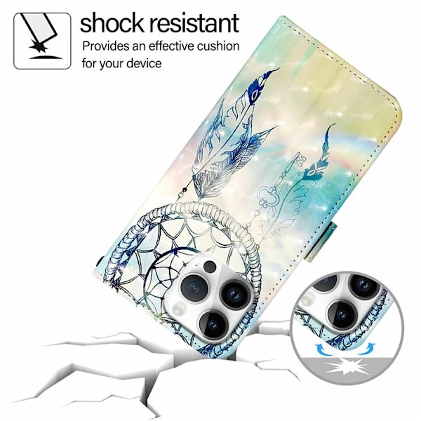 iPhone 16 Pro Max Plånboksfodral Printing Pattern Med Rem Flerfärgad