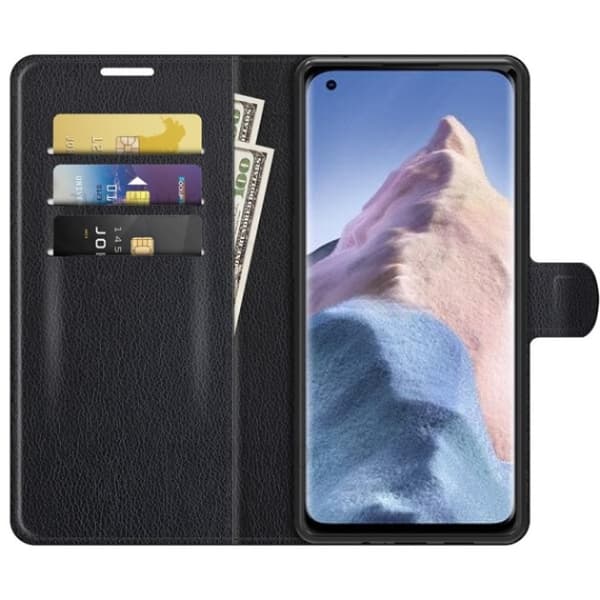 Xiaomi Mi 11 Ultra Pungeetui Folio Flip Kickstand - Sort Svart