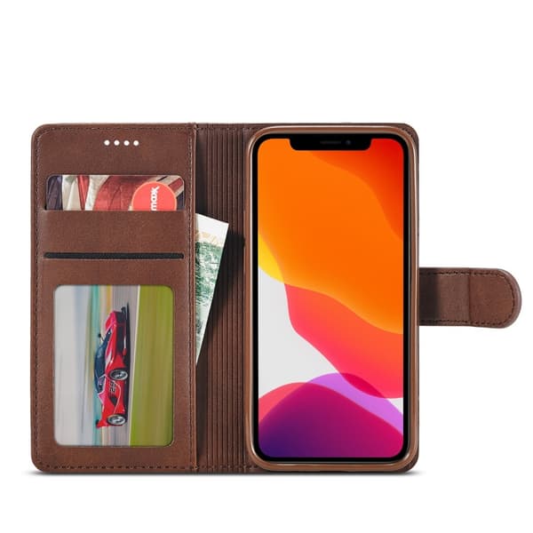 LC.IMEEKE Nahkainen lompakkokotelo iPhone 12 Pro Max - Coffee Brun