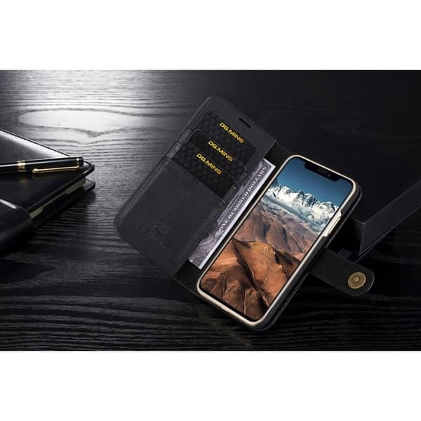 DG.MING iPhone X/XS Plånboksfodral Äkta läder med - Svart