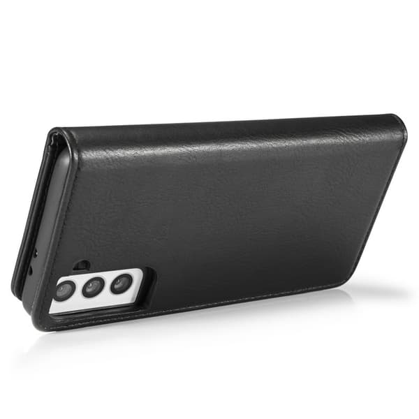 DG.MING Galaxy S21+ 5G 2-i-1 PC Plånboksfodral Äkta Läder Svart