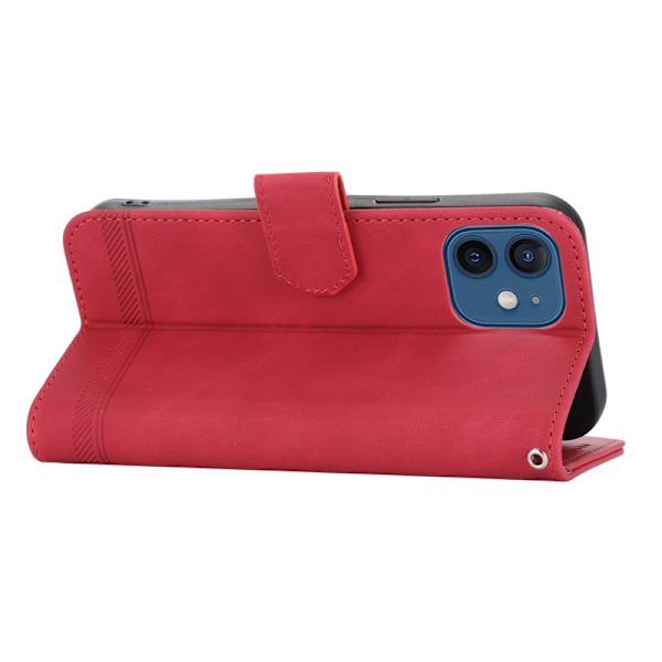 DIERFENG DF-03 Plånboksfodral i Konstläder för iPhone 12 - Röd