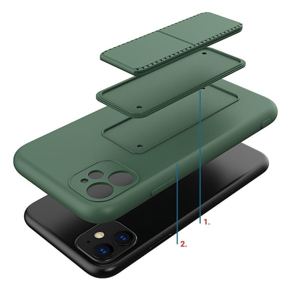 Wozinsky Kickstand Silikone Cover til iPhone 12 - Mørkegrøn Green