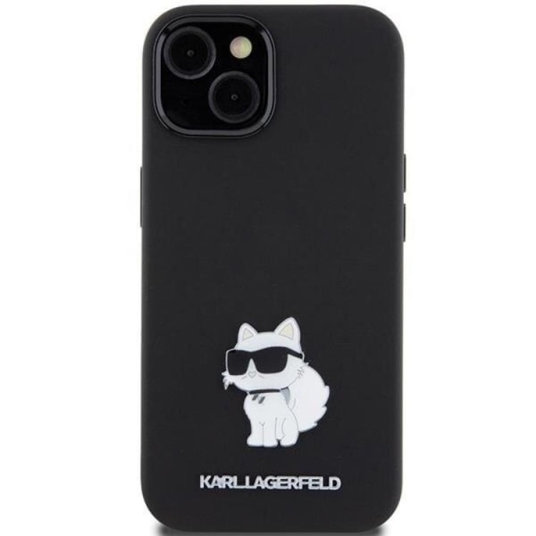 KARL LAGERFELD iPhone 15 Mobilskal Silikon Choupette Metal Pin