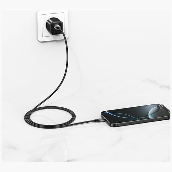 USAMS USB-A till USB-C Kabel 18W 1m U91 - Tarnish Svart