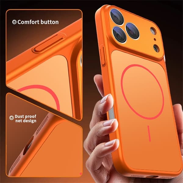 Mobilskal till iPhone 17 Pro Max MagSafe med Linsfilm Skin-touch - Orange Orange
