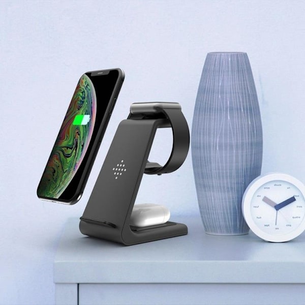 Tech-Protect 3-in-1 Trådlös laddare iPhone, Apple Watch, AirPods A8 - Svart
