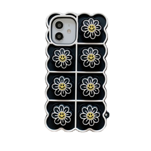 Smiley Flower Pop it Fidget Cover til iPhone 11 - Sort Black