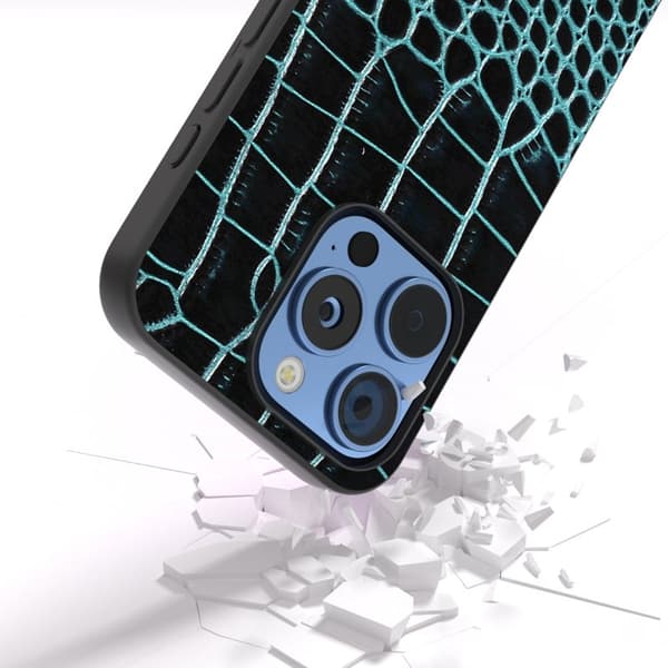 ABEEL Mobilskal till iPhone 16 Pro Äkta Läder Krokodiltextur - Grön