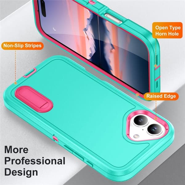 Mobilskal till iPhone 17 Kickstand Silikon - ljusgrön/Rosa Rosa