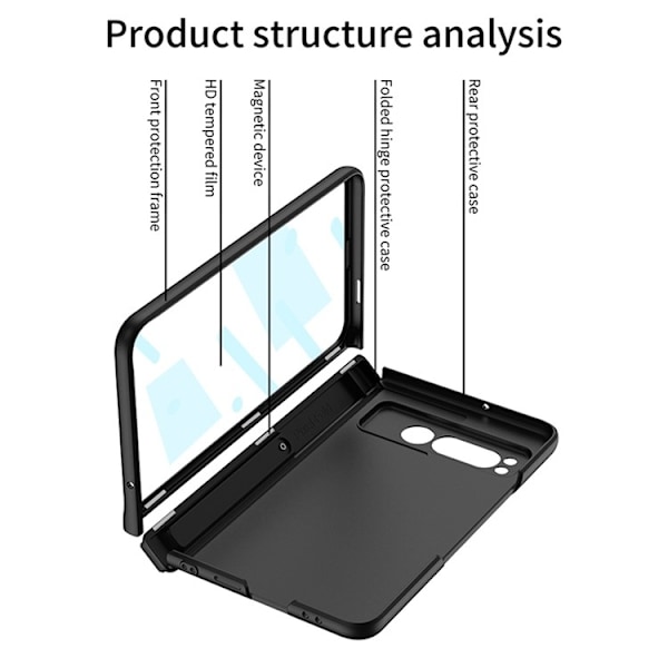 Google Pixel Fold Mobilskal Korthållare Kickstand - Carbon Svart