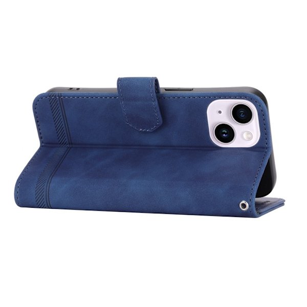 DIERFENG DF-03 iPhone 14 Plus Plånboksfodral Konstläder - Blå