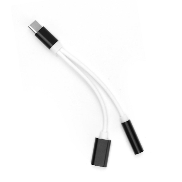 Adapter HF/audio + charging USB-C - Jack 3,5mm Svart Svart