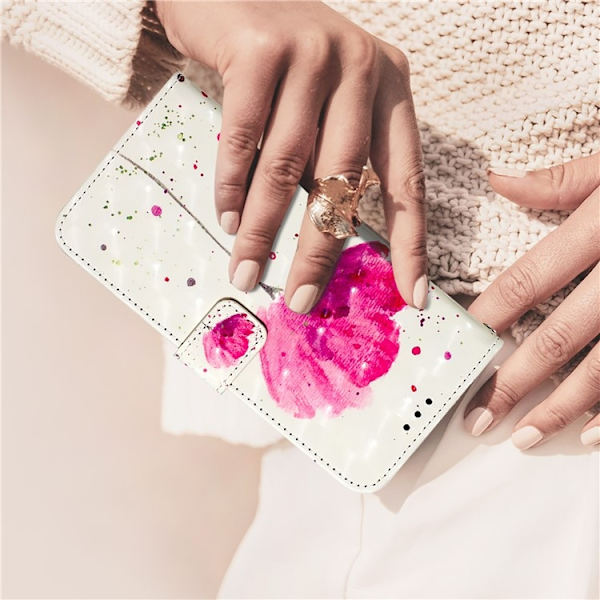 iPhone 16e Plånboksfodral Printing Pattern Med Rem - Flower Rosa