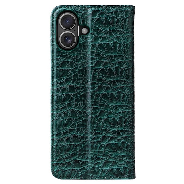 FIERRE SHANN iPhone 16 Plus Plånboksfodral Äkta läder - Grön