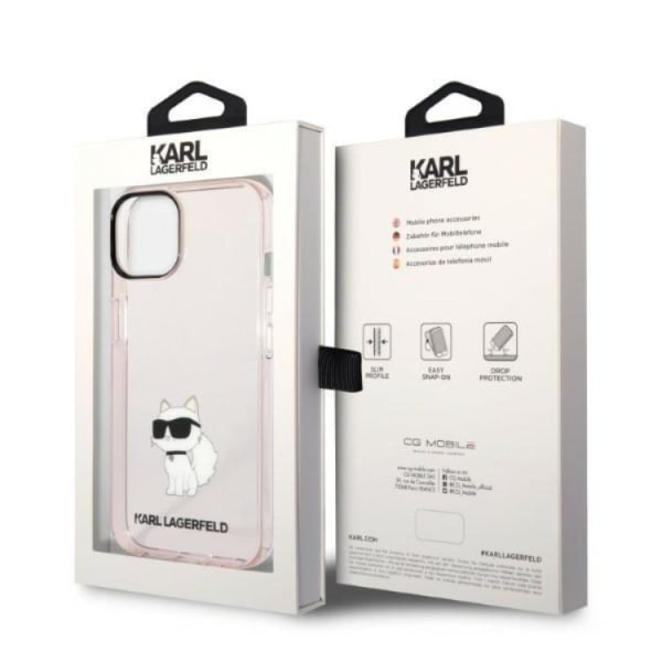 Karl Lagerfeld iPhone 14 Plus -kuori Ikonik Choupette - Pinkki