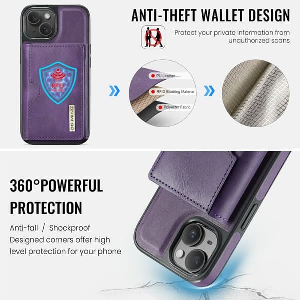 DG.MING M6 Series Mobilskal till iPhone 15 Plus Magnetiskt Lila
