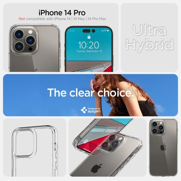 Spigen iPhone 14 Pro Cover Ultra Hybrid - Krystalklart