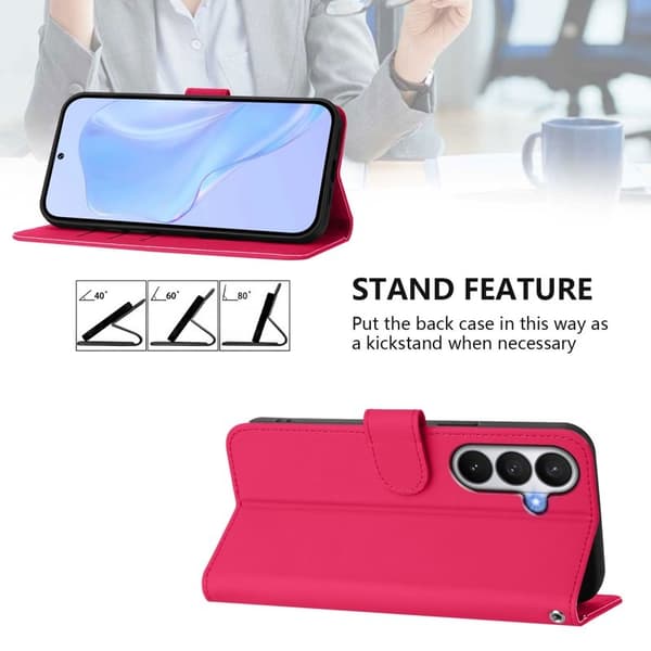 Samsung Galaxy S26 / S26 Pro Plånboksfodral Konstläder - Rosaröd