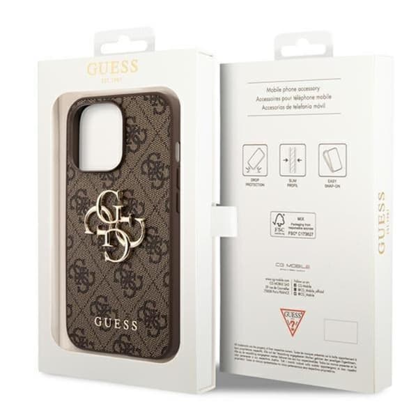 GUESS iPhone 14 Pro Skal Big Metall Logo - Brun Brun
