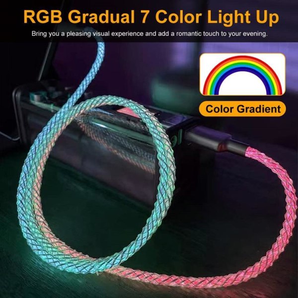 RGB Lightning til USB-A-kabler 1m - Flerfarvet