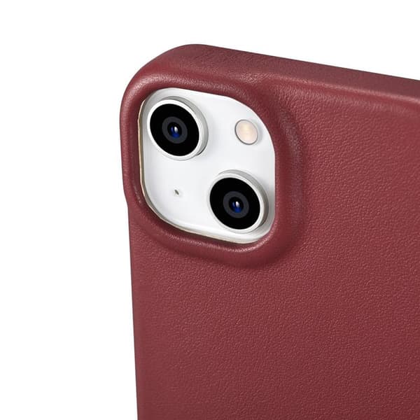 iCarer iPhone 14 Plus Lompakkokotelo Magsafe CE Nahka - Punainen Röd