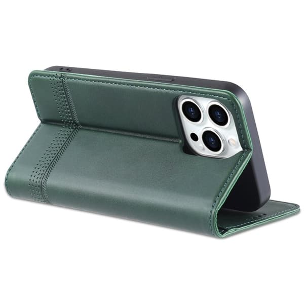 AZNS iPhone 15 Pro Plånboksfodral i Konstläder - Full skydd - Grön
