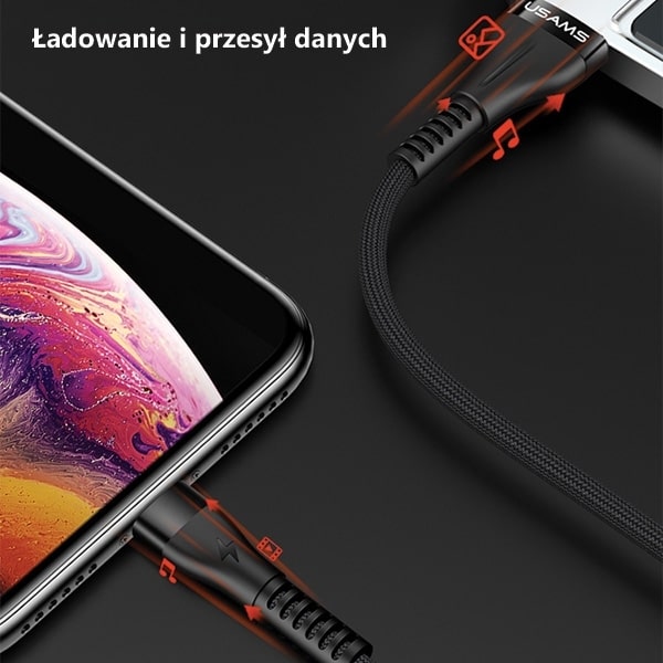 USAMS U33 Lightning Kabel flätad 1,2 m 2A SJ360USB03 - Rosa