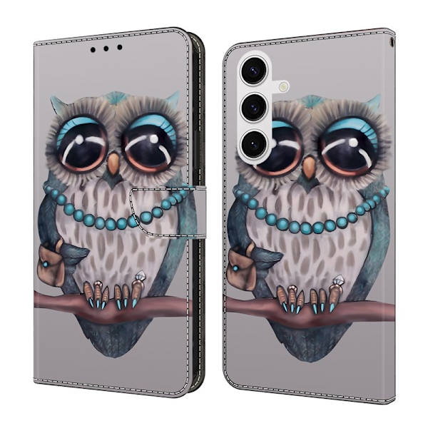 Samsung Galaxy S26 Plånboksfodral Fällbart Ställ Konstläder Mönster - Uggla