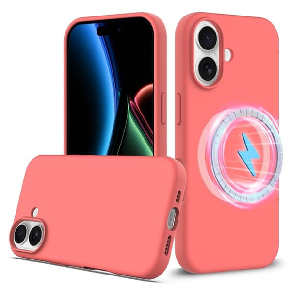 Mobilskal till iPhone 17 MagSafe Silikon Anti-Drop - Knallrosa Rosa