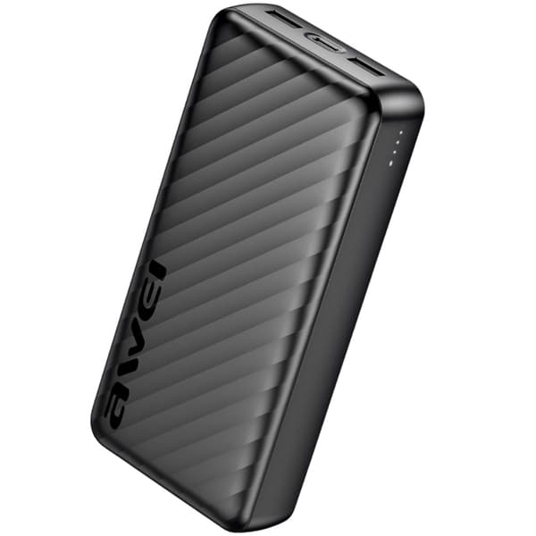 Awei Powerbank 20000mAh 2xUSB-A 1xUSB-C P6K Pro - Svart