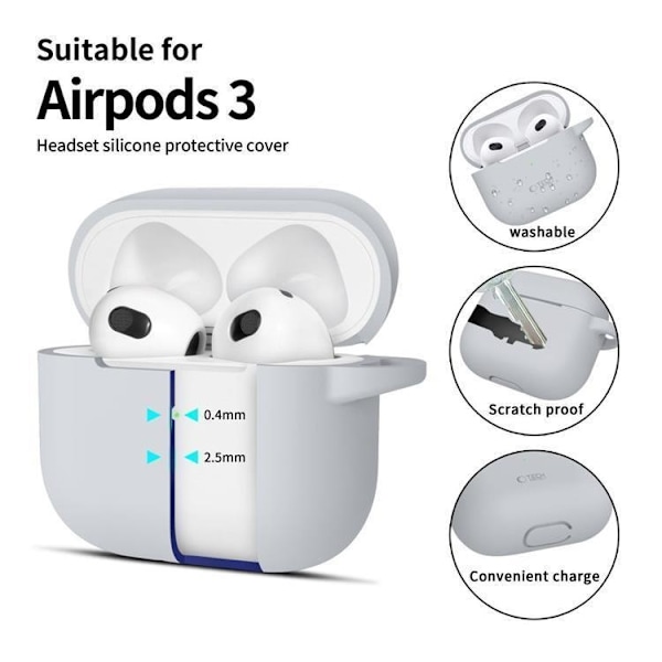 Tech-Protect Apple Airpods 3 Skal Silikon Hook - Crayon Grå Grå