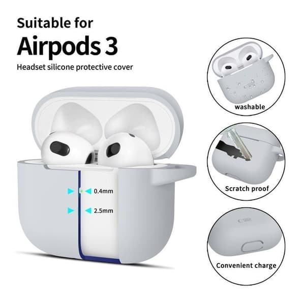 Tech-Protect Apple Airpods 3 Taske Silikone Krog - Crayon Grå Grå