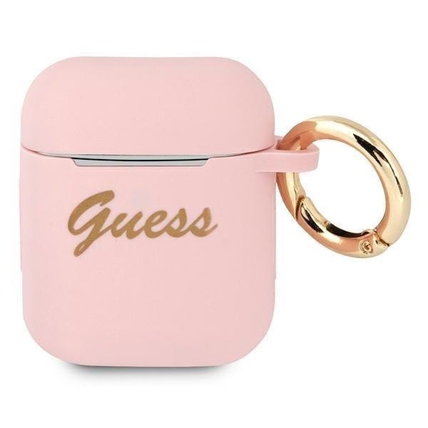 Guess Silicone Vintage Script Skal AirPods - Pinkki Pink