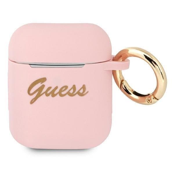 Guess Silicone Vintage Script Skal AirPods - Rosa Pink