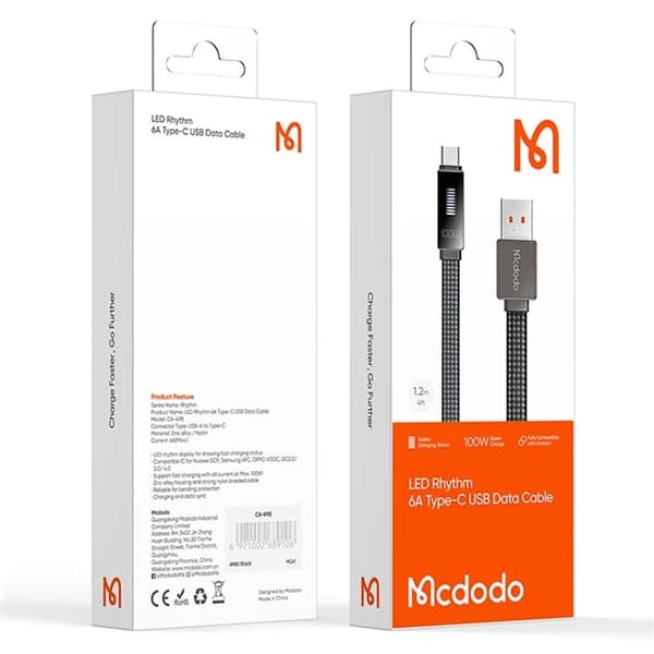 MCDODO USB-A - USB-C 100W Kabel 1.2M PD CA-4980 MDD Rhythm Svart