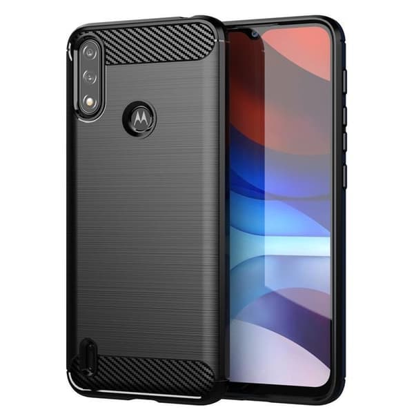 Carbon Flexible Skal Motorola Moto E7i Power - Musta Black
