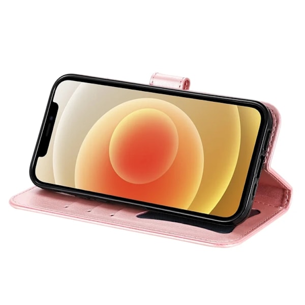 iPhone 17 Pro Max Konstläder Plånboksfodral Floral Pattern - Rosa Rosa