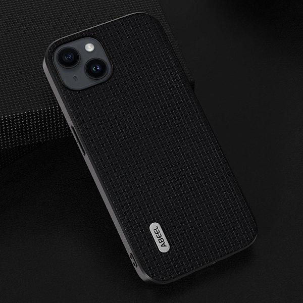 ABEEL Mobilskal till iPhone 14 Shockproof Äkta läder- Svart