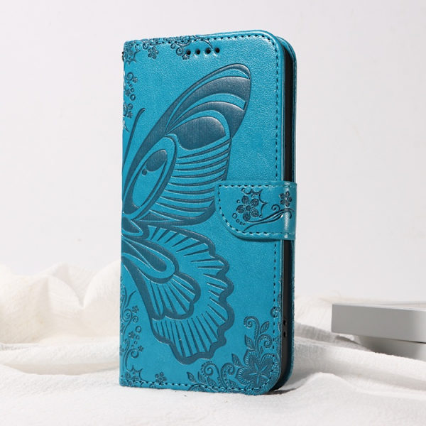 OnePlus 15 5G Plånboksfodral Butterfly Pattern Konstläder - Blå Blå