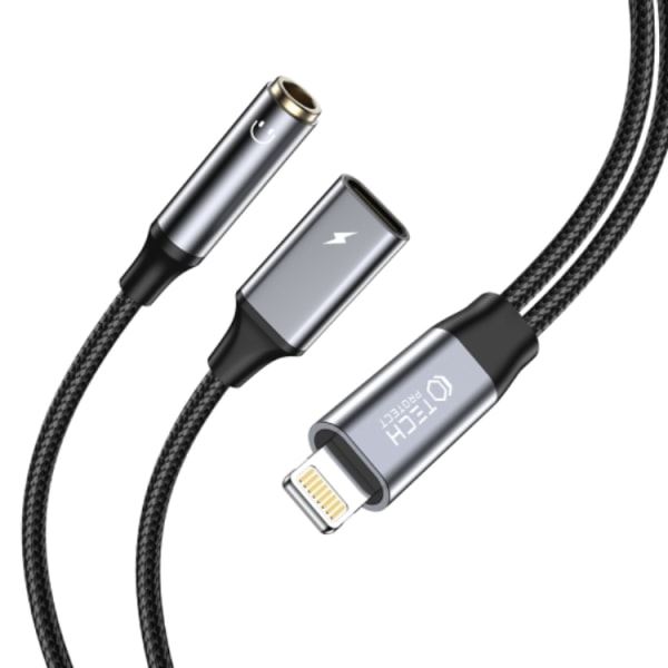 Tech Protect Mini Jack Lightning Cable Ultraboost -johtoon - musta